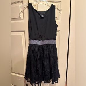 MM Couture by Miss Me Black and Silver A-Line Dress with Lace